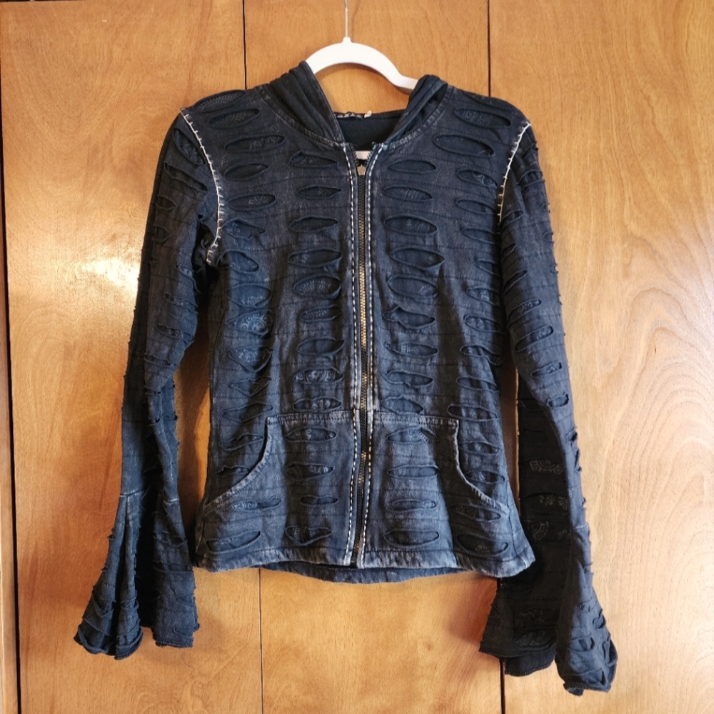 Jayli Bell Sleeve Black Zip Up Jacket